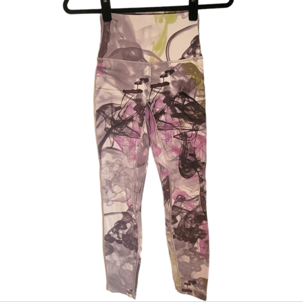 Lululemon Gray Neon Leggings Womens size 2